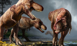 painting of three T. rex