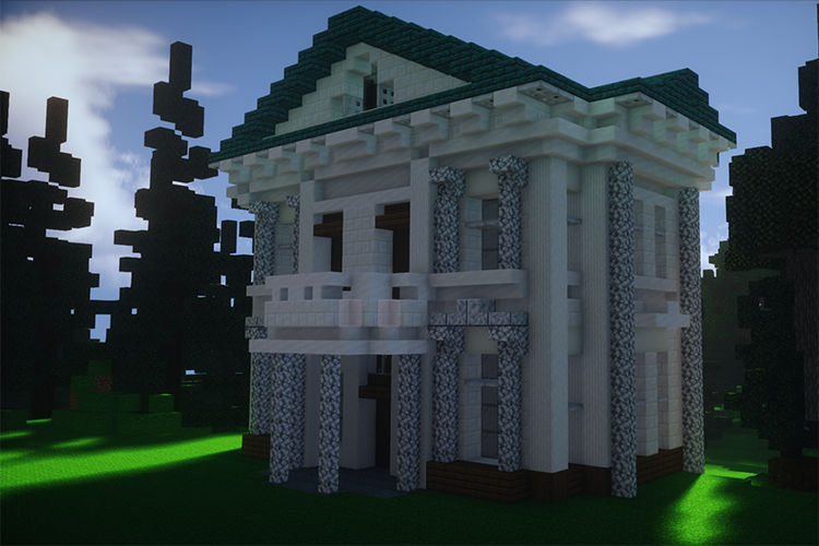 The botany building, built on campus in 1898, as constructed by students using Minecraft
