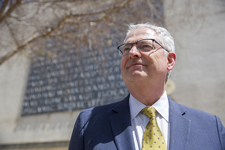 Charles Cannon, Berkeley Law's senior assistant dean, poses for this close-up outside of the law school.