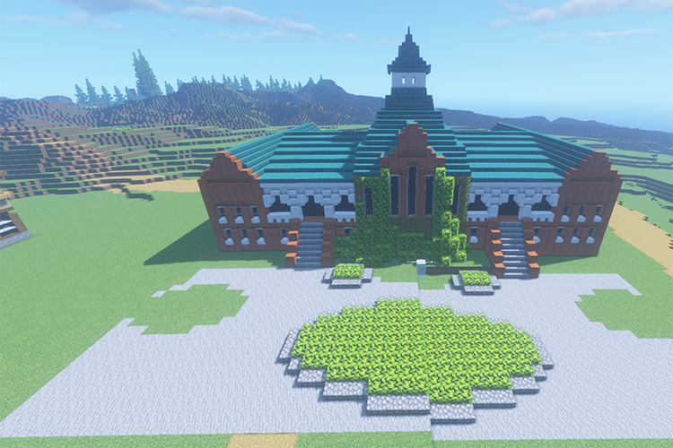 The chemistry building, built in Minecraft, from the 1890s.