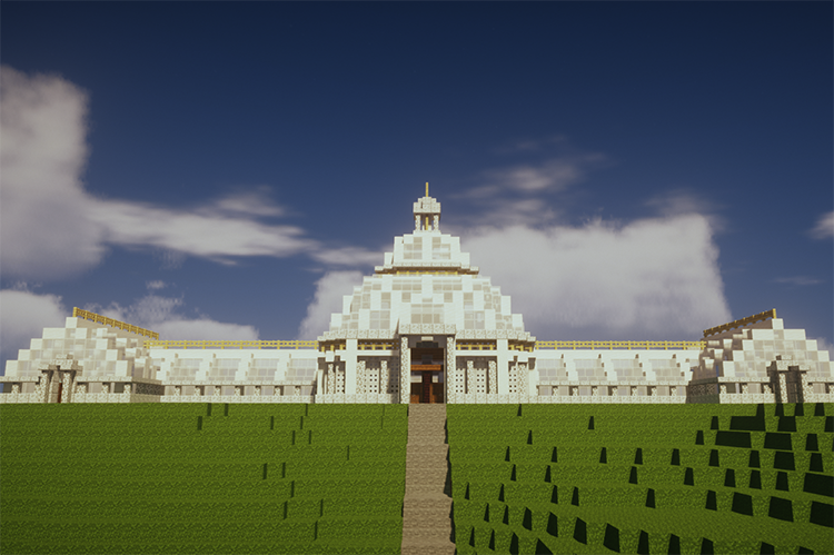 The plant conservatory, built on campus in 1894, as constructed by students using Minecraft