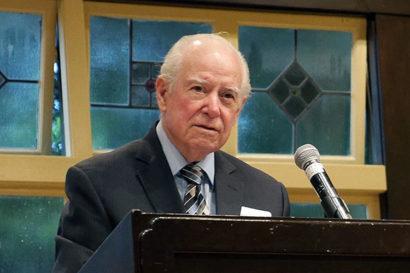 Former California Supreme Court Justice Cruz Reynoso speaks at a 2019 event at Berkeley law