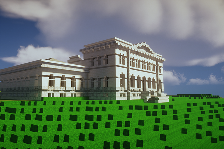 The Mechanics Engineering Building, which opened in 1893, as created in Minecraft.
