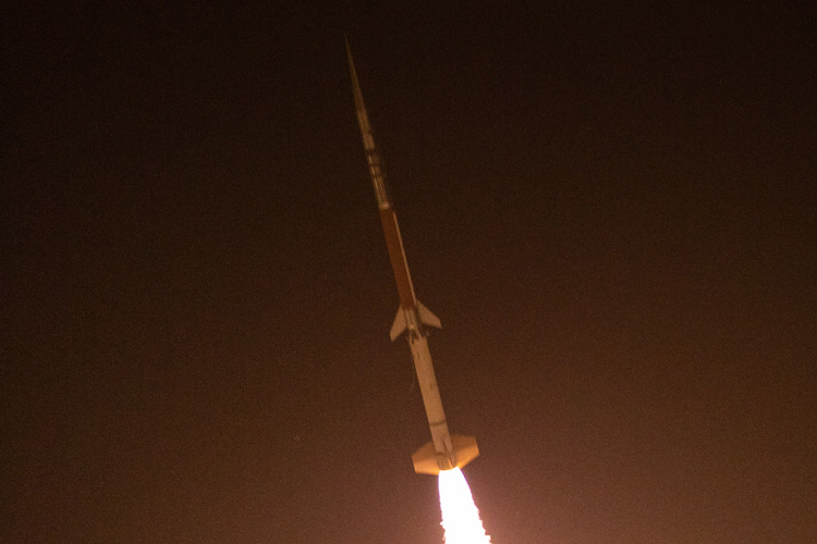 nighttime rocket launch