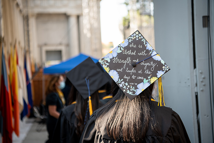 A mortarboard at the Class of 2020 In-Person Commencement says, 