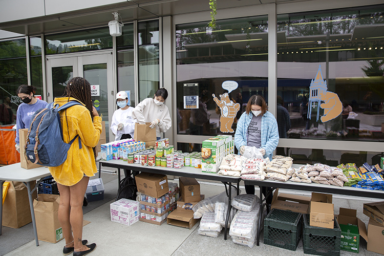 A pop-up version of Berkeley's food pantry was operating on Lower Sproul Plaza during the first day of classes.