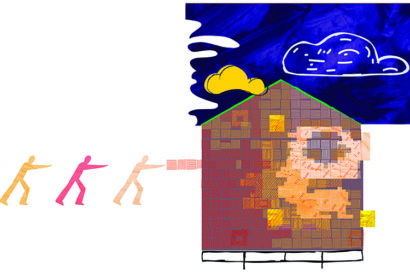 graphic of three people walking toward a building
