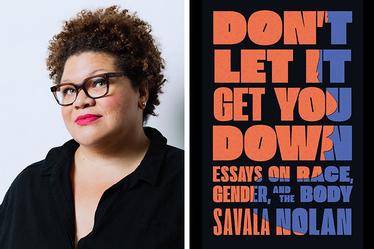 portrait of savala nolan next to her book cover