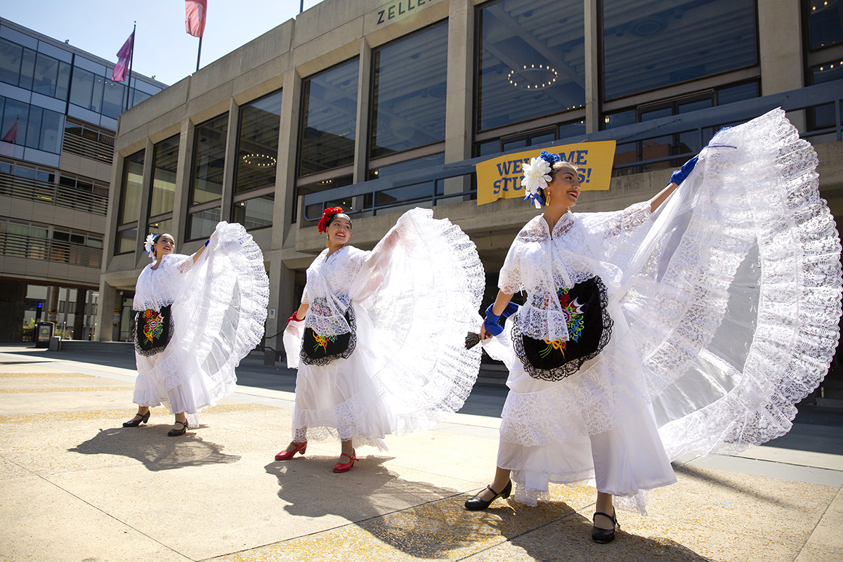 students perform mexican dance called veracruz