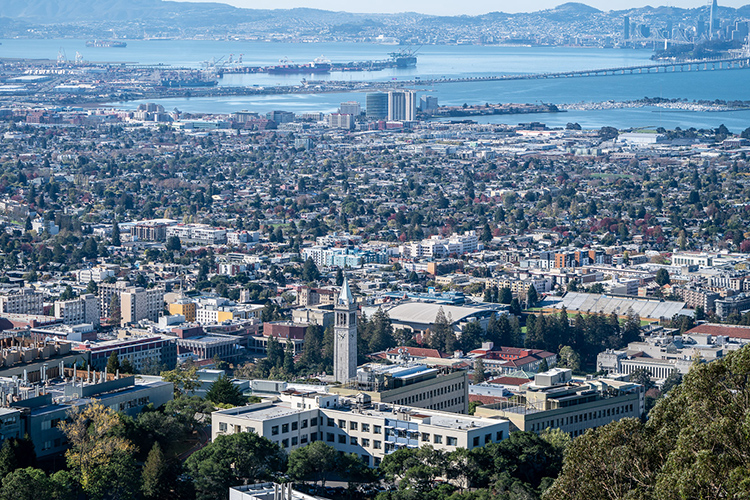 A view of UC Berkeley's campus and much of the Bay Area from a hill next to the Lawrence Hall of Science.