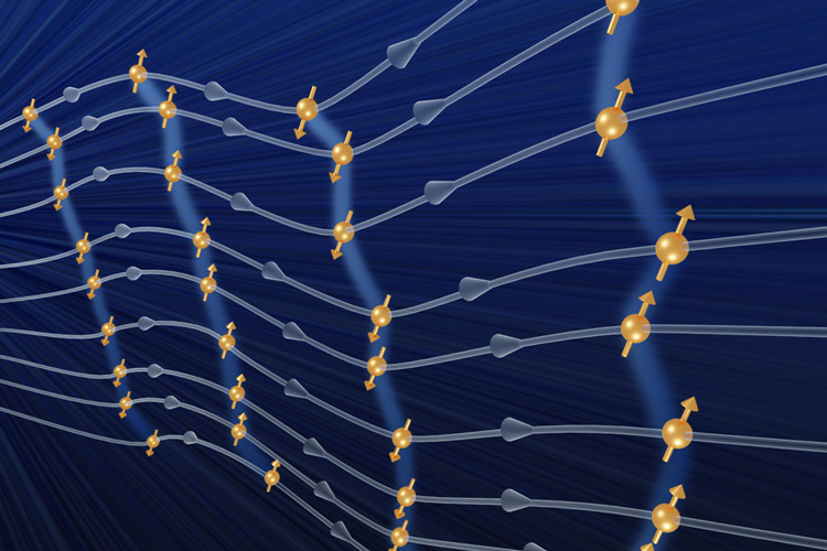 artistic representation of time crystal with a wire fence like structure with golden circles and grey connecting structures