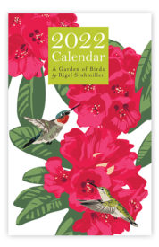 calendar cover with two hummingbirds and bright flowers