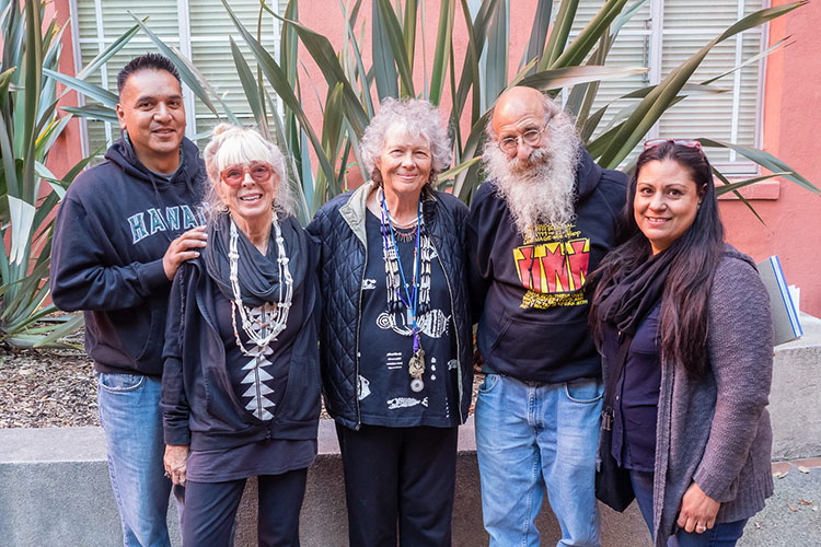 Robert Geary, Marina Drummer, Leanne Hinton, Malcolm Margolin and Quirina Geary at the 2016 Breath of Life workshop.