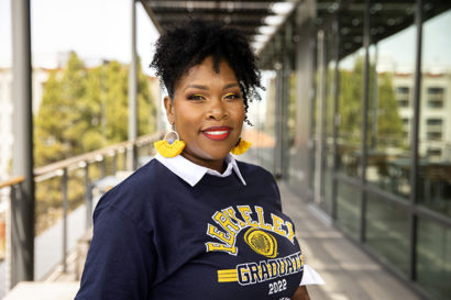 Graduating senior Ockemia Bean stands for a portrait at the Haas School of Business at UC Berkeley.