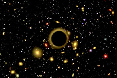 field of stars with black hole in center