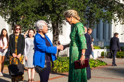 Chancellor Christ shakes hands with Her Majesty Queen Máxima of the Netherlands
