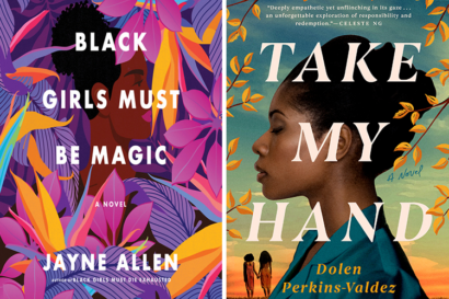 two book covers: one has the title "Black Girls Must Be Magic" and the other is "Take My Hand."
