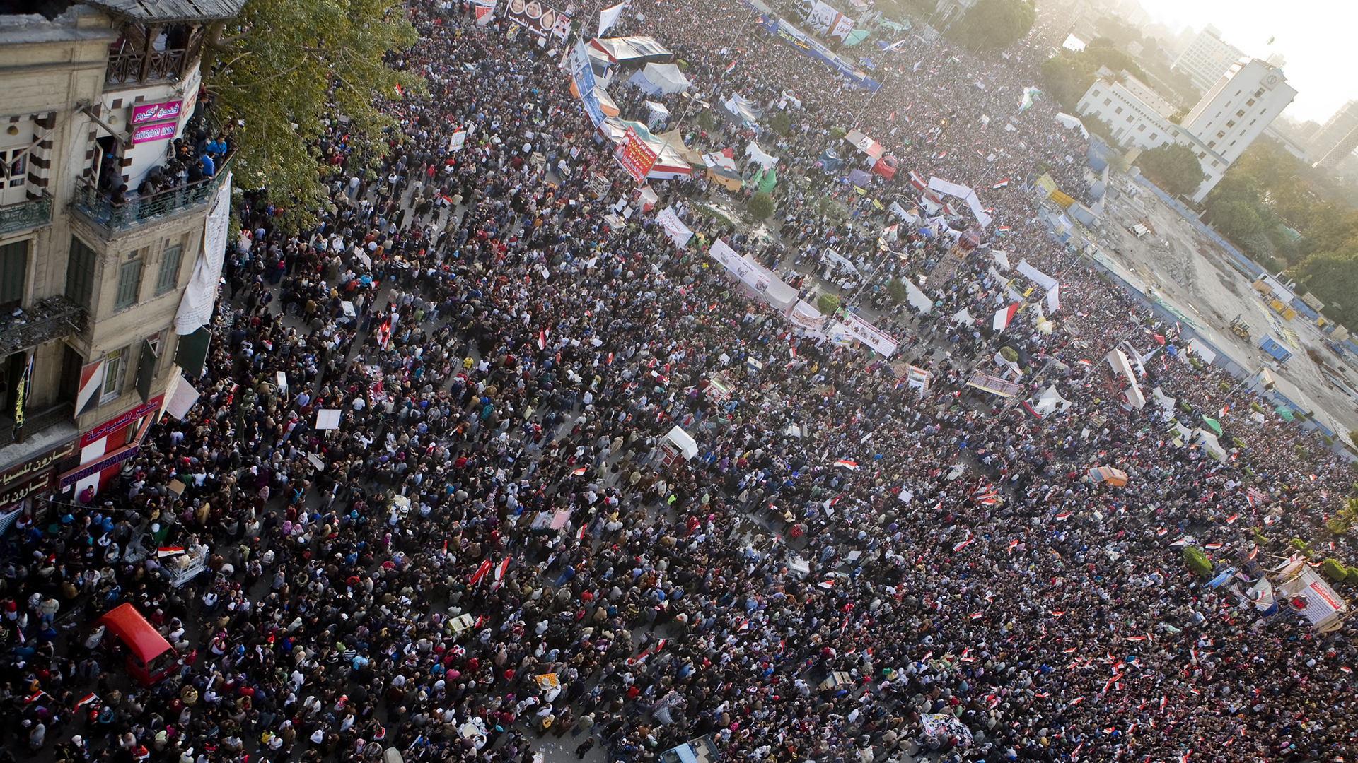 Thousands of people fill Tahrir Square in Egypt during a mass protest on Jan. 25, 2011.