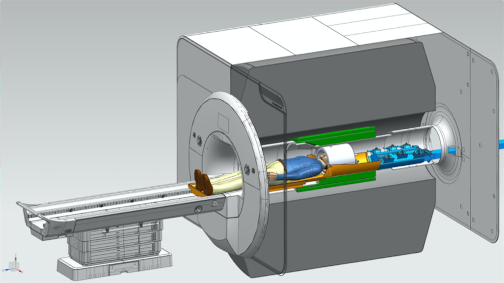 diagram of an MRI scanner with a person inside