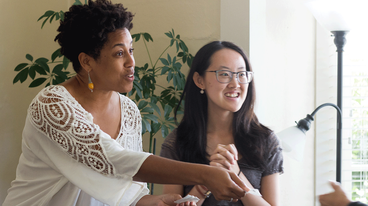 Naniette Coleman (left), a Berkeley Ph.D. student in sociology, visited Wiki Education 