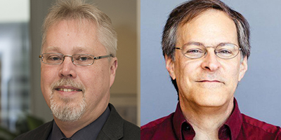 two headshots of men