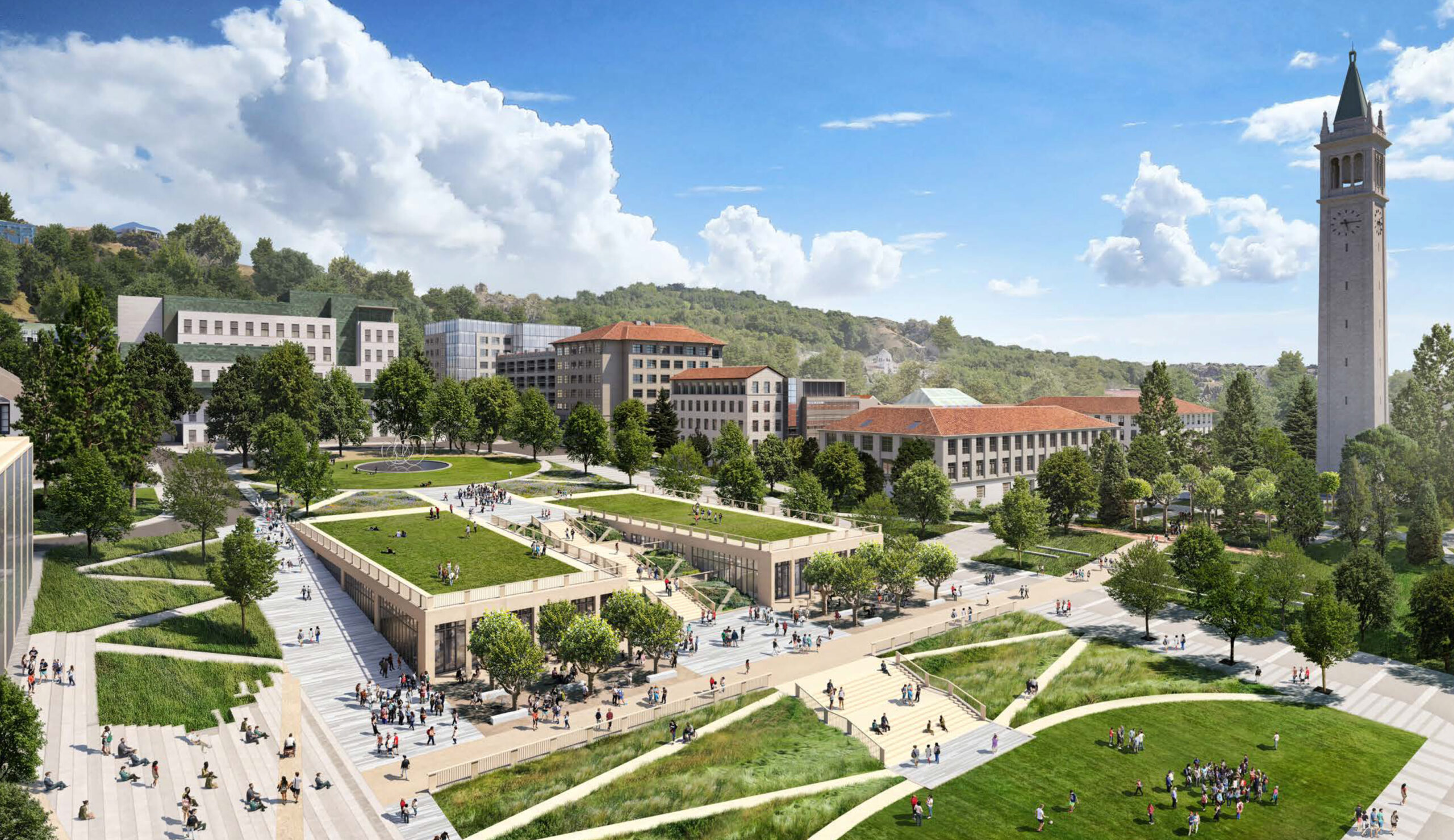 An artist's rendering of what UC Berkeley's campus will look like in the future according to the campus master plan