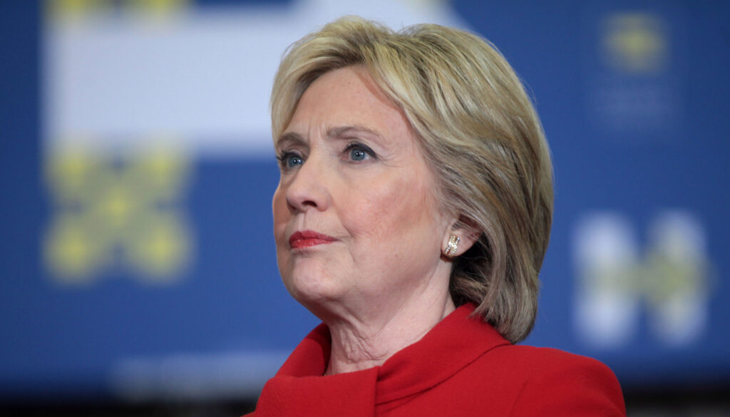 Hillary Clinton, wearing a thoughtful expression during her 2016 campaign for president.