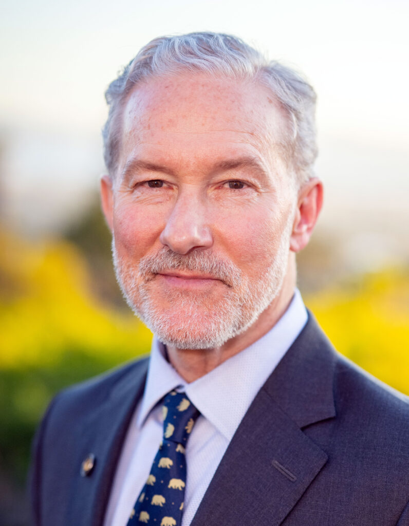 UC Berkeley Chancellor Rich Lyons looks into the camera in a campus portrait.