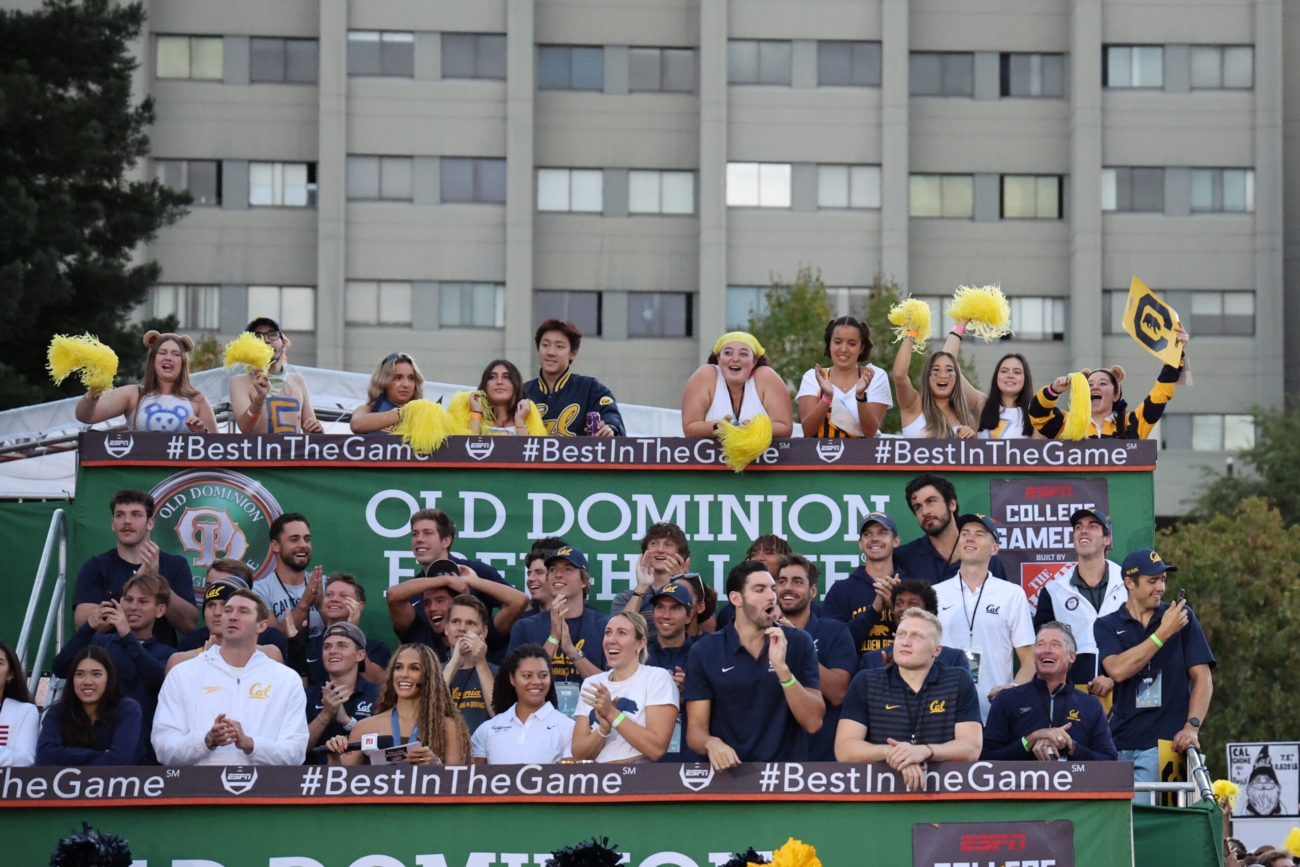 A number of Cal Olympians gather at ESPN's College GameDay to watch the broadcast.