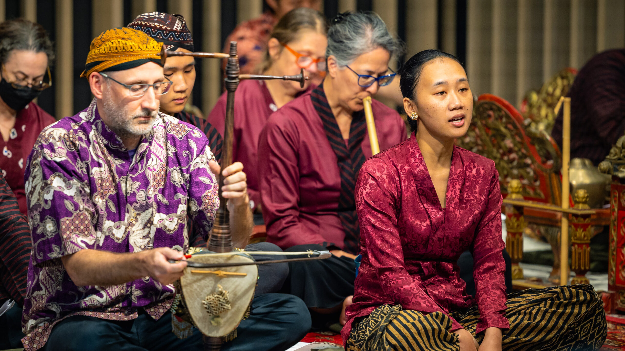 A traditional Indonesian musical ensemble performs