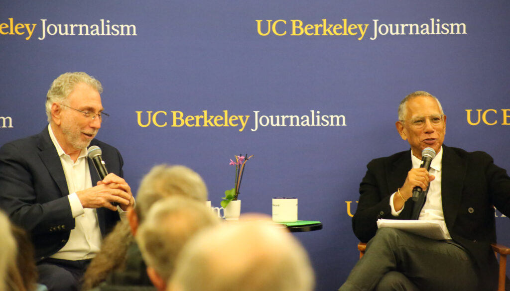 From left: Marty Baron and Dean Baquet speak to an audience