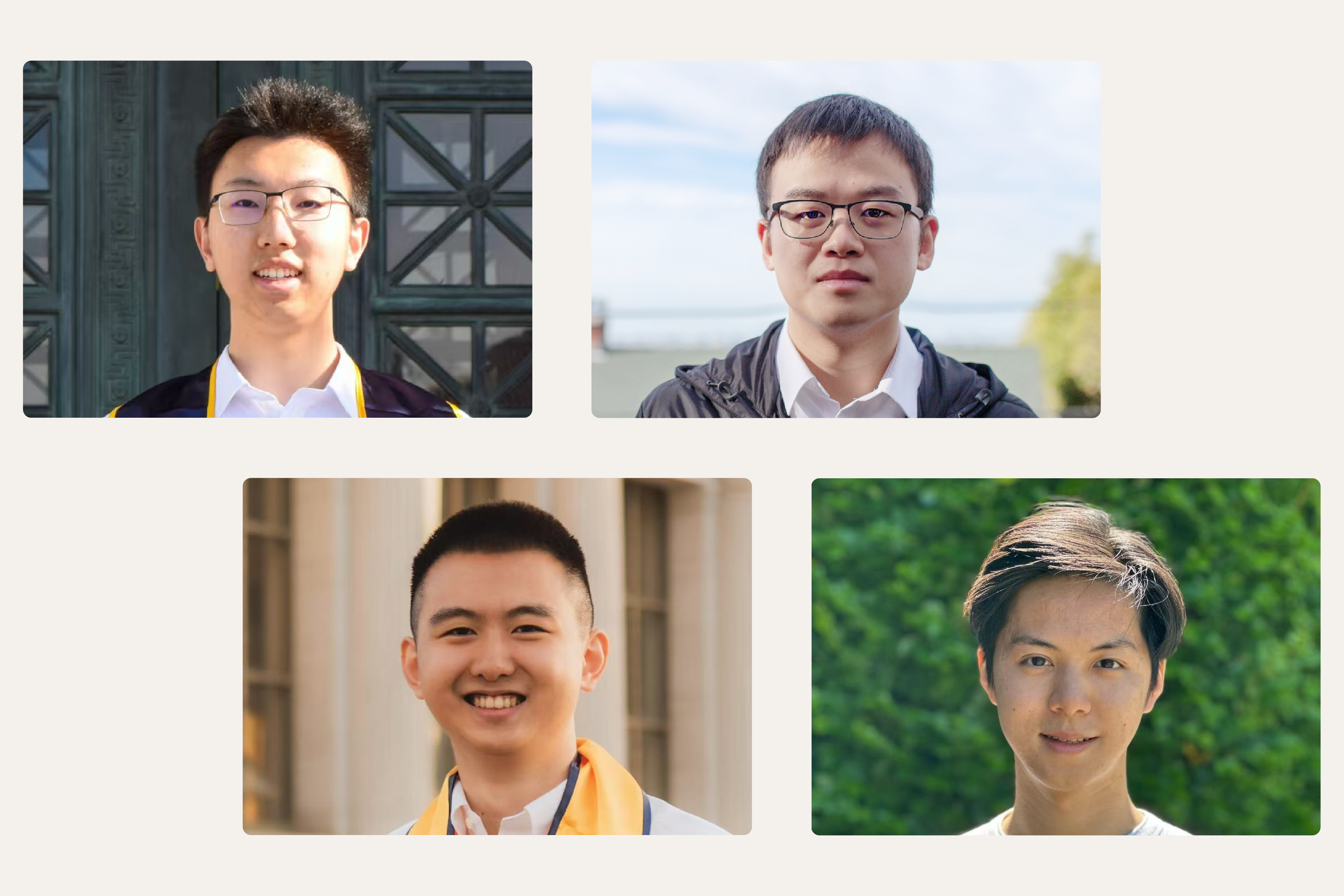 headshots of four men. The top two are serious while the bottom two are smiling.