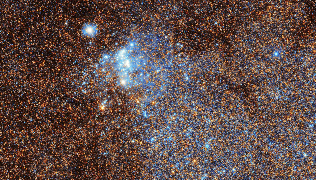 blue stars contrast against reddish stars