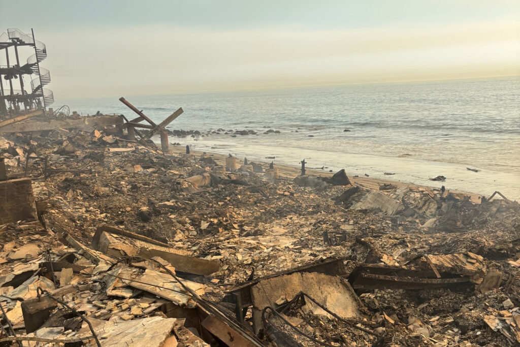 Rubble is all that's left along the Pacific Ocean of the home of Berkeley staffer Dave Murray's parents after the Palisades fire.