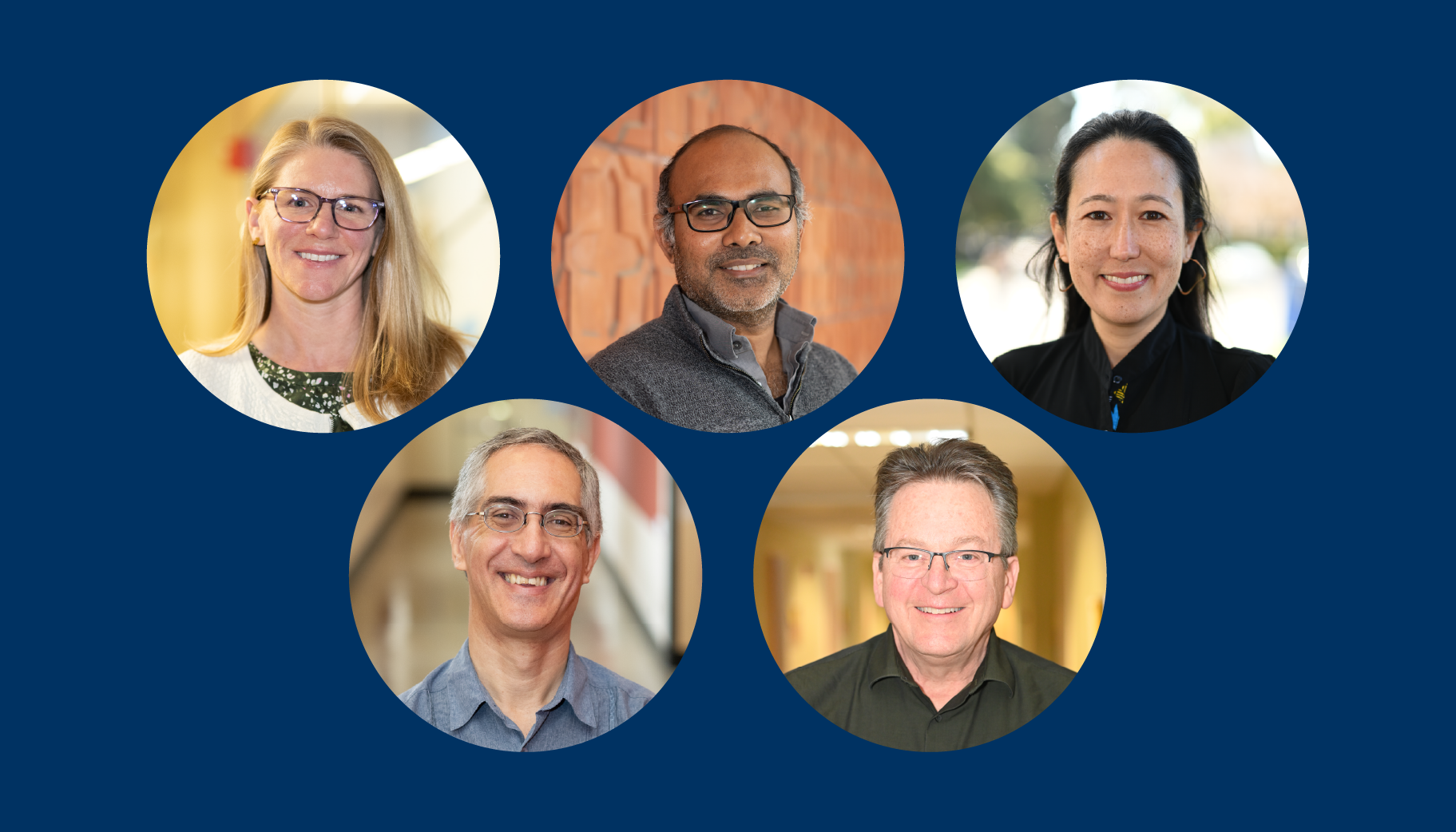 Headshots of Helen Bateup, Dan Garcia, Kranthi Mandadapu, Mark Sandberg and Sarah Stanley