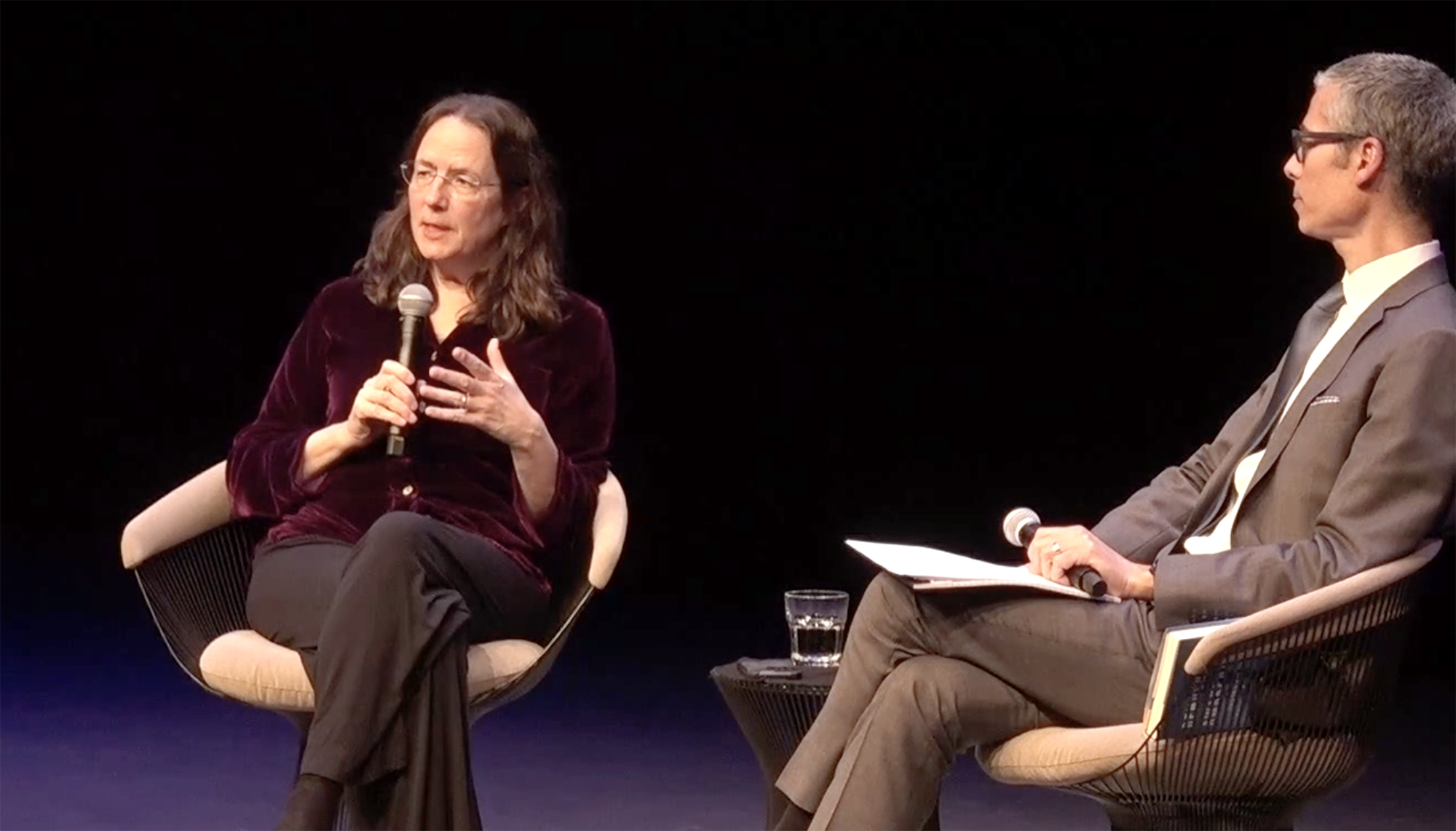 Heather Cox Richardson and Dylan Penningroth speak on stage