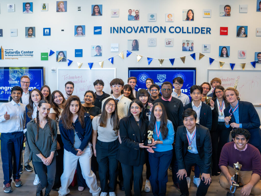 Approximately 20 students from the Building Bridges initiative gathered for a group photo after final pitches were delivered