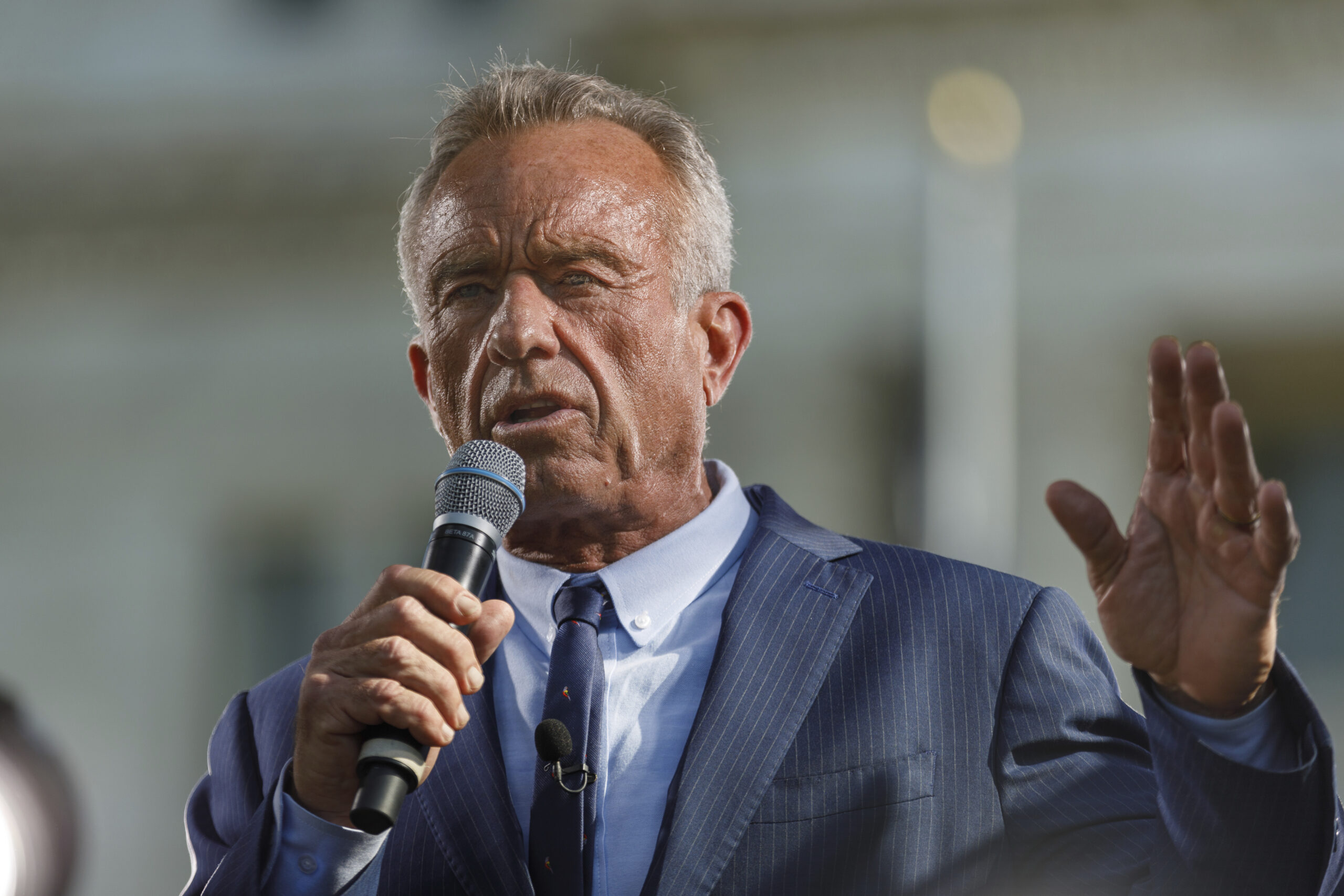 U.S. Secretary of Health & Human Services Robert F. Kennedy Jr. speaks on stage at the U.S. Department of Agriculture's 'Great American Farmers Market' on the National Mall in Washington, D.C. on August 4, 2025.