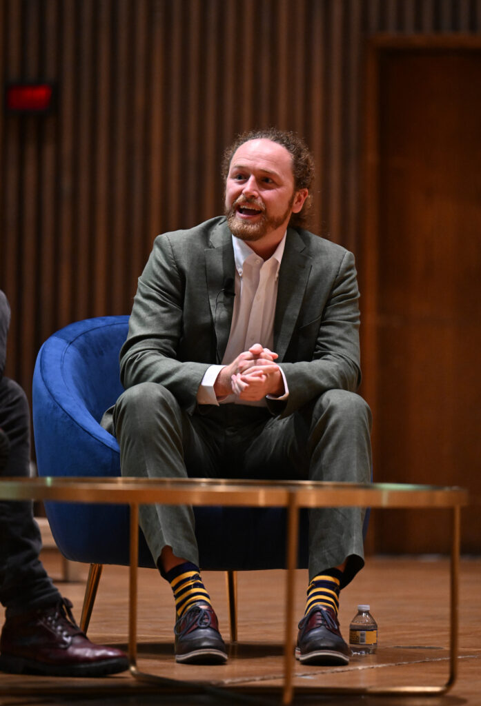 Marco Lobba, an alum and co-founder and CEO of CatenaBio, speaks while on stage during the panel discussion.