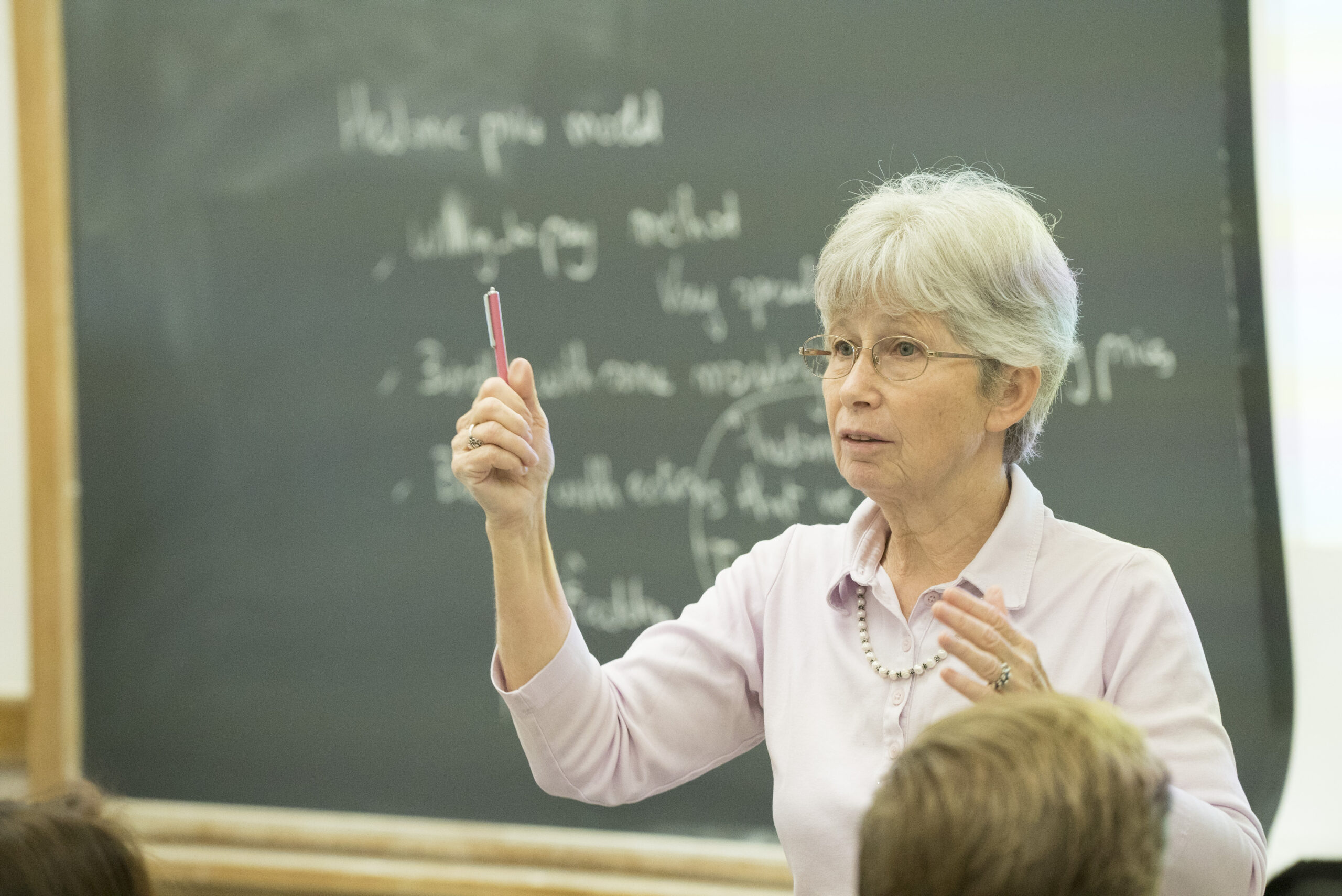 Elisabeth “Betty” Sadoulet lectures a class.