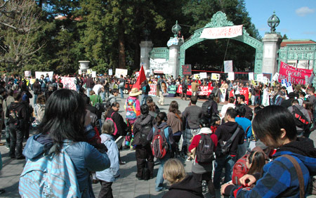 Protestors near Sather Gate