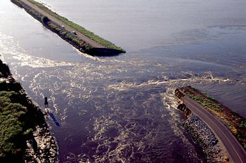 A collapsed levee