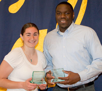 Lauren Greif and Theo Robertson won awards for the student athletes with the highest GPAs.