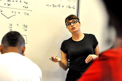 Marlo Warburton teaches math to middle schoolers