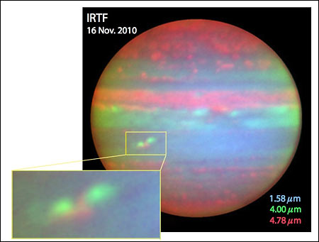 false-color composite image of Jupiter