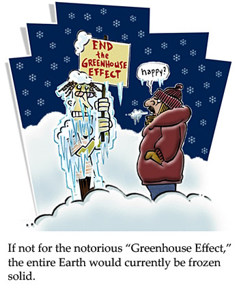 Cartoon about the greenhouse effect