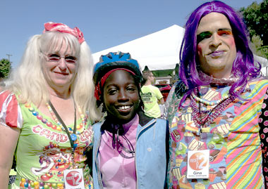 Cal Team's Araba Nti at the Candyland-themed rest stop.