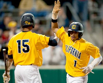 Cal baseball players at the Super Regional