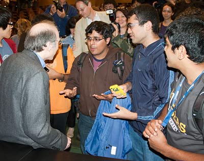 Perlmutter with students