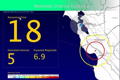 Earthquake early warning message